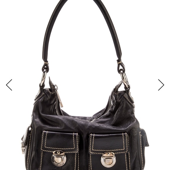 Marc Jacobs Black Leather Shoulder Bag with Silver Accents - Picture 1 of 11